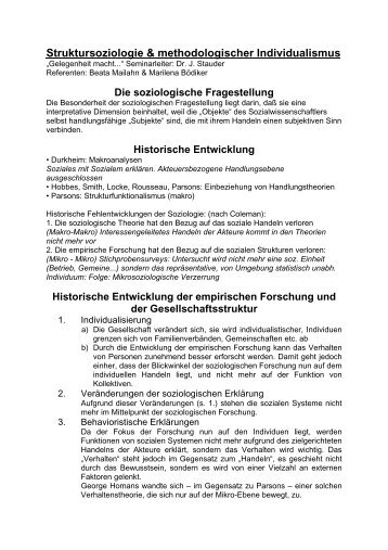 Struktursoziologie & methodologischer Individualismus