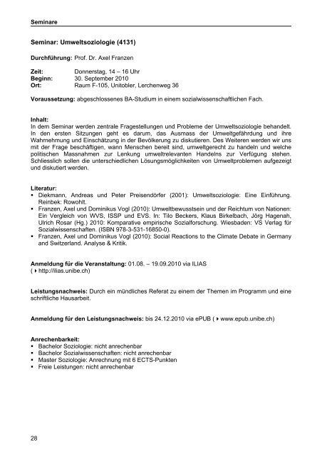 KVV HS 2010 (pdf, 462KB) - Institut fÃ¼r Soziologie - UniversitÃ¤t Bern