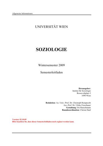 SOZIOLOGIE - Institut fÃ¼r Soziologie - UniversitÃ¤t Wien