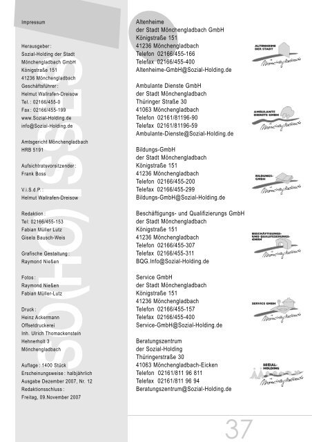 12. Ausgabe â Transparenz nach innen und auÃen, Dez. 2007