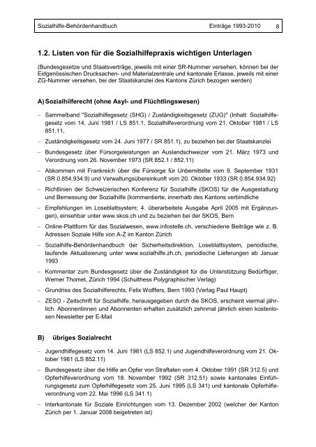 sozialhilfe- behÃ¶rdenhandbuch 1993 â 2010 - Sozialamt - Kanton ...