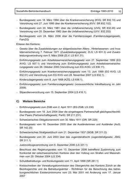 sozialhilfe- behÃ¶rdenhandbuch 1993 â 2010 - Sozialamt - Kanton ...