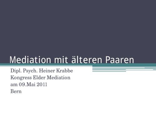 Heiner Krabbe: Mediation mit Ã¤lteren Paaren - Soziale Arbeit