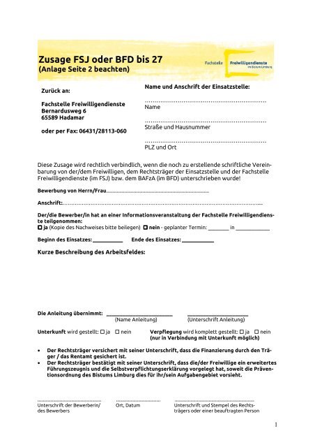 Formular Zusage FSJ + BFD-bis27 - Fachstelle Freiwilligendienste ...