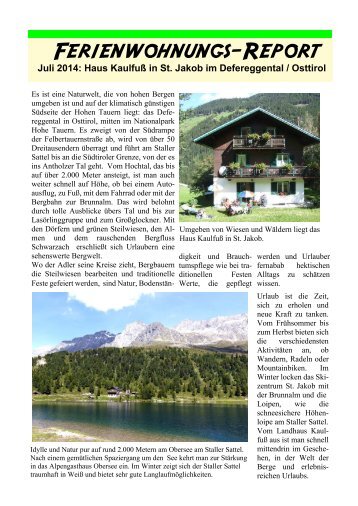 Juli 2014: Haus Kaulfuß in St. Jakob im Defereggental / Osttirol