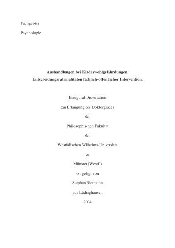 Fachgebiet Psychologie Aushandlungen - Frühe Hilfen für Kinder ...