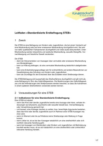 Leitfaden «Standardisierte Erstbefragung STEB - Amt für Soziales ...