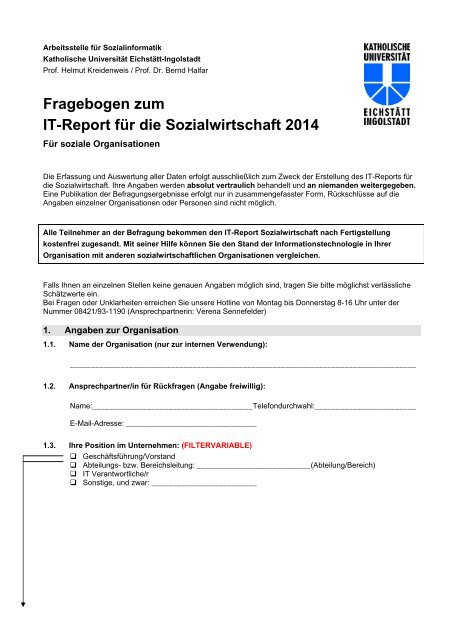 Fragebogen Soziale Organisationen - Sozialinformatik