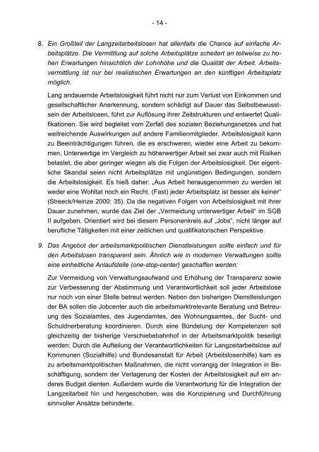 Die Arbeitsmarktpolitik der letzten Jahre und die Hartz-Gesetze