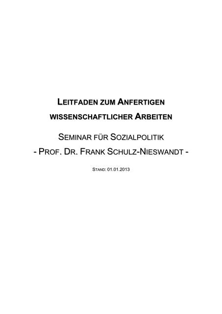 Leitfaden zum Anfertigen Wissenschaftlicher Arbeiten - Sozialpolitik ...