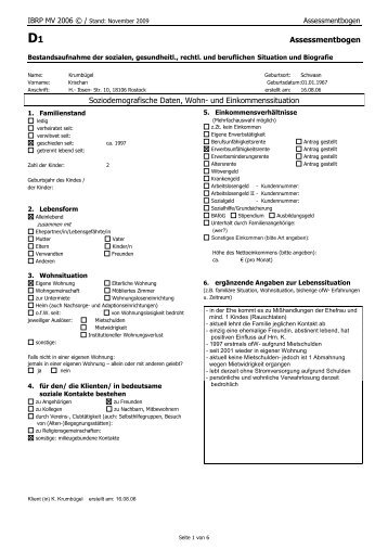 Assessmentbogen Musterfall IBRP MV 2009