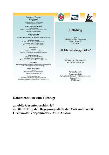 Dokumentation zum Fachtag - Sozialpsychiatrie Mecklenburg ...