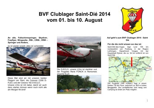 BVF Clublager Saint-Dié 2014 vom 01. bis 10. August