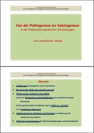 Von der Pathogenese zur Salutogenese - Sozialpsychiatrie Oberpfalz