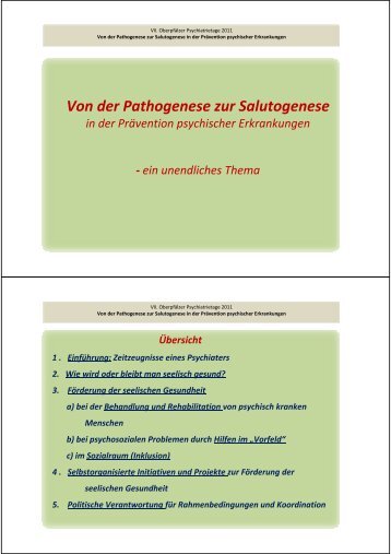 Von der Pathogenese zur Salutogenese - Sozialpsychiatrie Oberpfalz