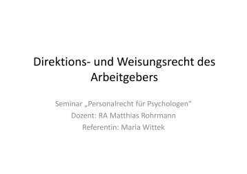 Direktions- und Weisungsrecht des Arbeitgebers - Sozialpsychologie