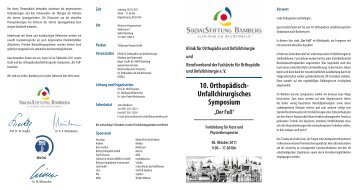 10. Orthopädisch- Unfall chirurgisches Symposium - SozialStiftung ...