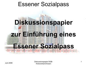 Diskussionspapier des DGB Essen - Sozialticket