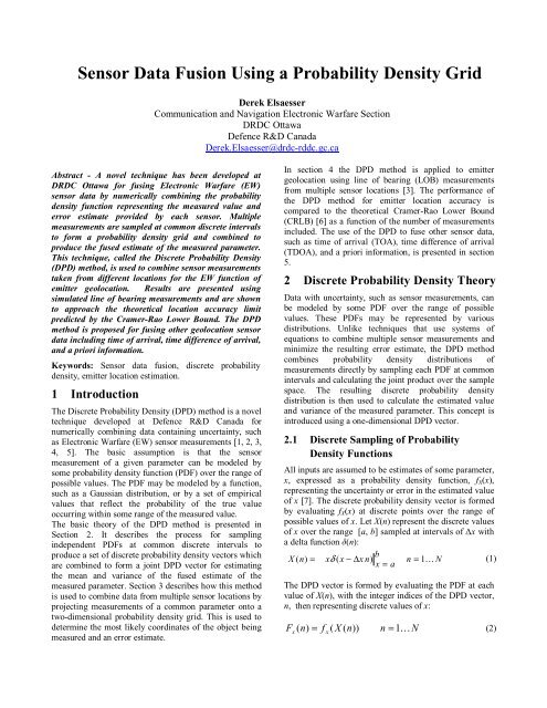 Sensor Data Fusion Using a Probability Density Grid - ISIF