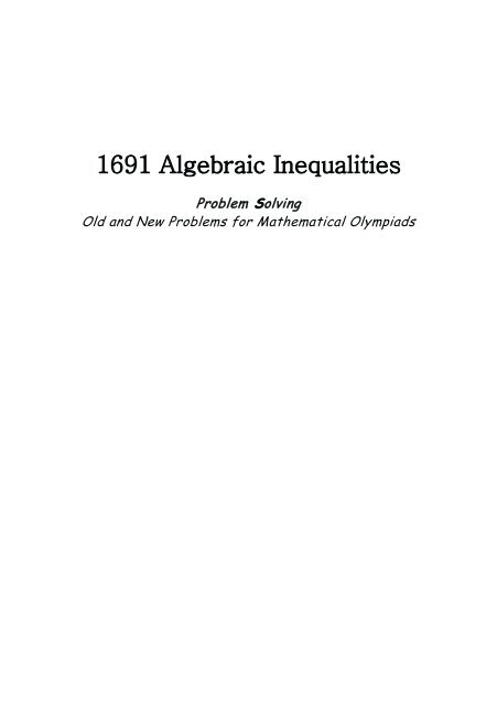 1691 Algebraic Inequalities - Index of