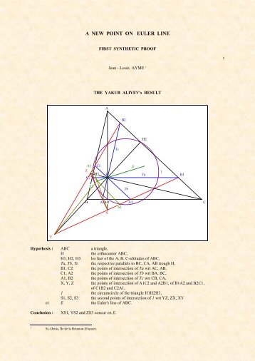 A NEW POINT ON EULER LINE - Geometrie