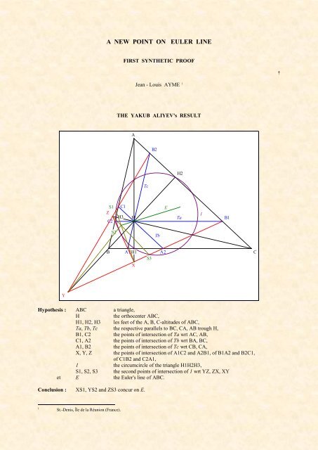 A NEW POINT ON EULER LINE - Geometrie