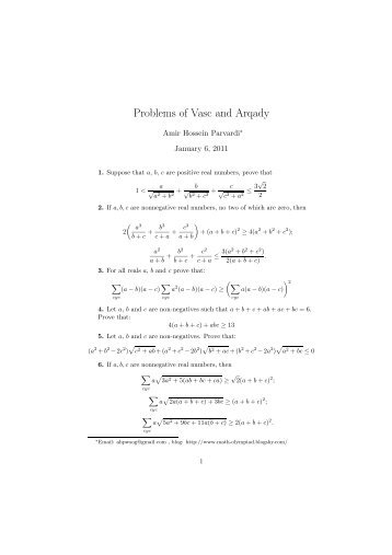 Problems Proposed by Vasc and Arqady - Amir Hossein Parvardi.pdf