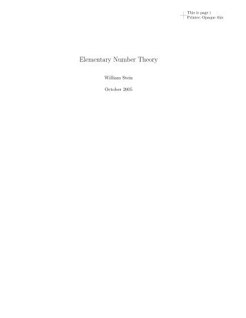 Elementary Number Theory - Index of