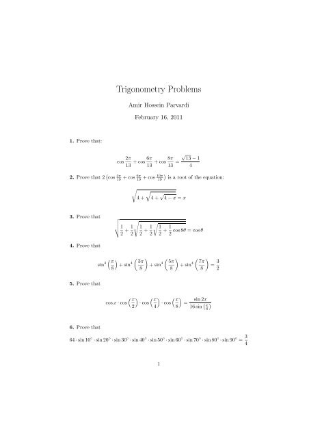 Trigonometry Problems