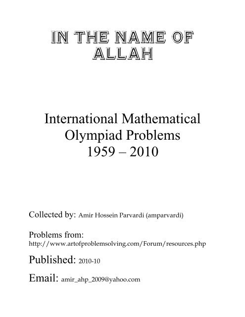 International Mathematical Olympiad Problems 1959 â 2010 - Index of