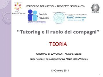 Tutoring e ruolo dei compagni - Sportello Provinciale Autismo