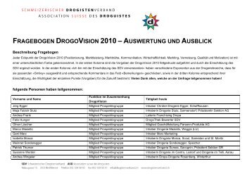 fragebogen drogovision 2010 â a uswertung und ... - Drogoserver.ch