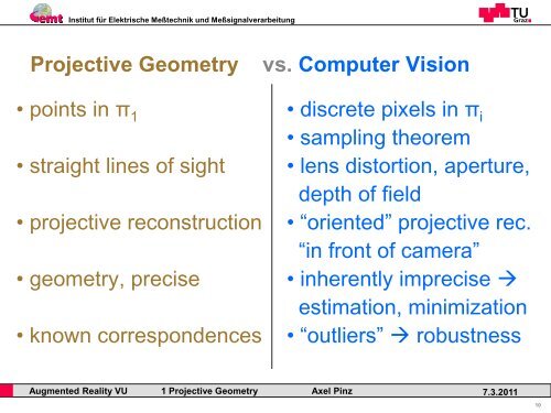 Projective Geometry - Institute for Computer Graphics and Vision