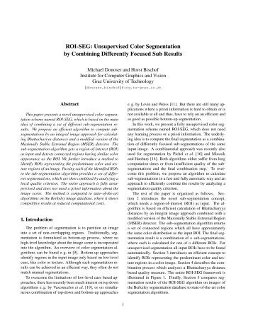 Unsupervised Color Segmentation - Institute for Computer Graphics ...