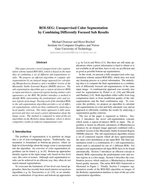 Unsupervised Color Segmentation - Institute for Computer Graphics ...