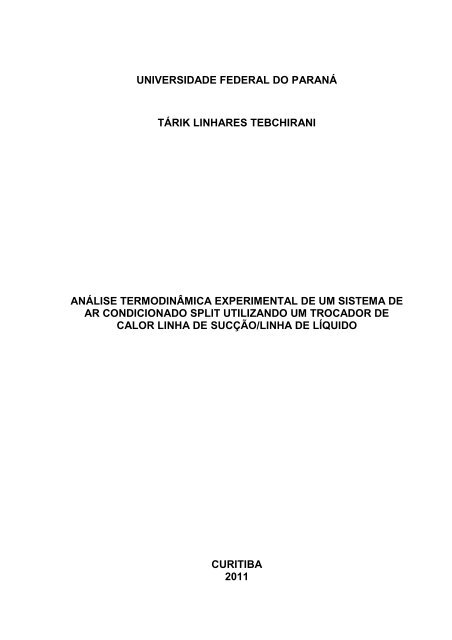 AnÃ¡lise TermodinÃ¢mica De Um Sistema De Ar Condicionado Split.