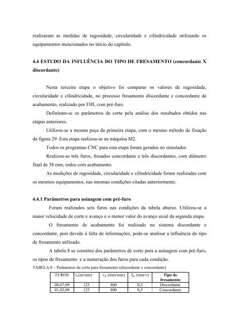 AnÃ¡lise da qualidade de furos realizados por fresamento helicoidal ...