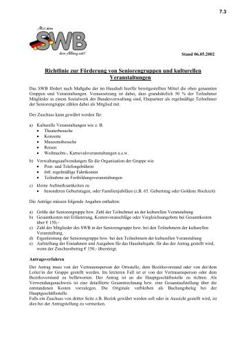 FÃ¶rderung von Seniorengruppen und kulturellen Veranstaltungen