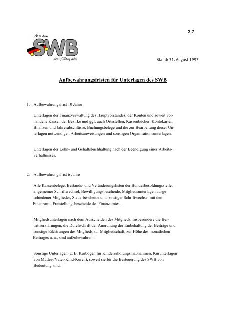 1. Organisation - beim Sozialwerk der Inneren Verwaltung des ...