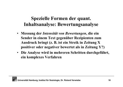 Inhaltsanalyse, Beobachtung - UniversitÃ¤t Hamburg