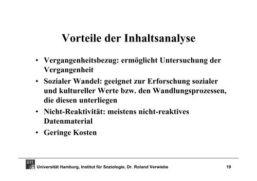 Inhaltsanalyse, Beobachtung - UniversitÃ¤t Hamburg