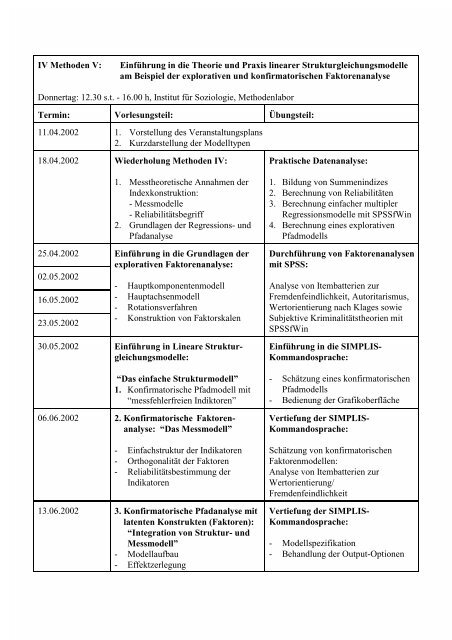 Seminarplan - Institut fÃ¼r Soziologie