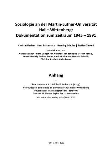 Anhang "Dokumentation zum Zeitraum 1945 â 1991 - Peer Pasternack