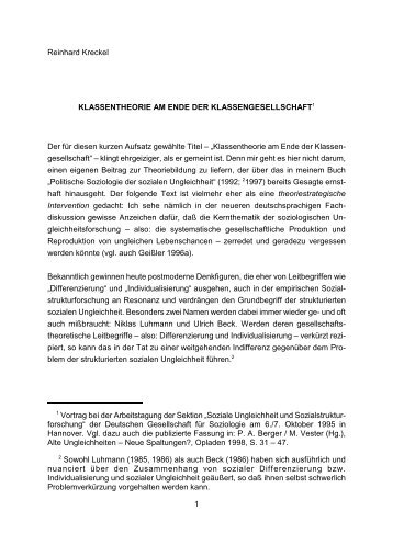 Klassentheorie am Ende der Klassengesellschaft