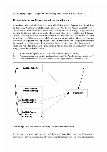 Die multiple lineare Regression mit Individualdaten