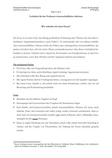 Wie schreibe ich ein Essay.pdf - Institut fÃ¼r Soziologie - Friedrich ...