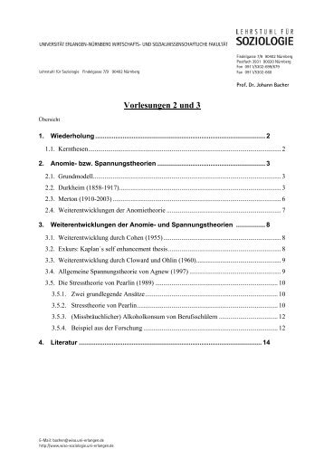 Vorlesungen 2 und 3 - Lehrstuhl für Soziologie und Empirische ...