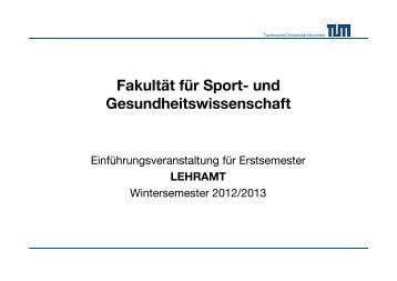 lehramt - FakultÃ¤t fÃ¼r Sport - Technische UniversitÃ¤t MÃ¼nchen