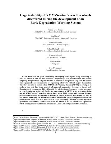 Cage instability of XMM-Newton's reaction wheels ... - SpaceOps 2012