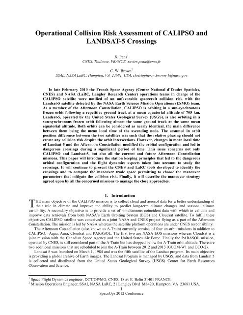 Operational Collision Risk Assessment of ... - SpaceOps 2012